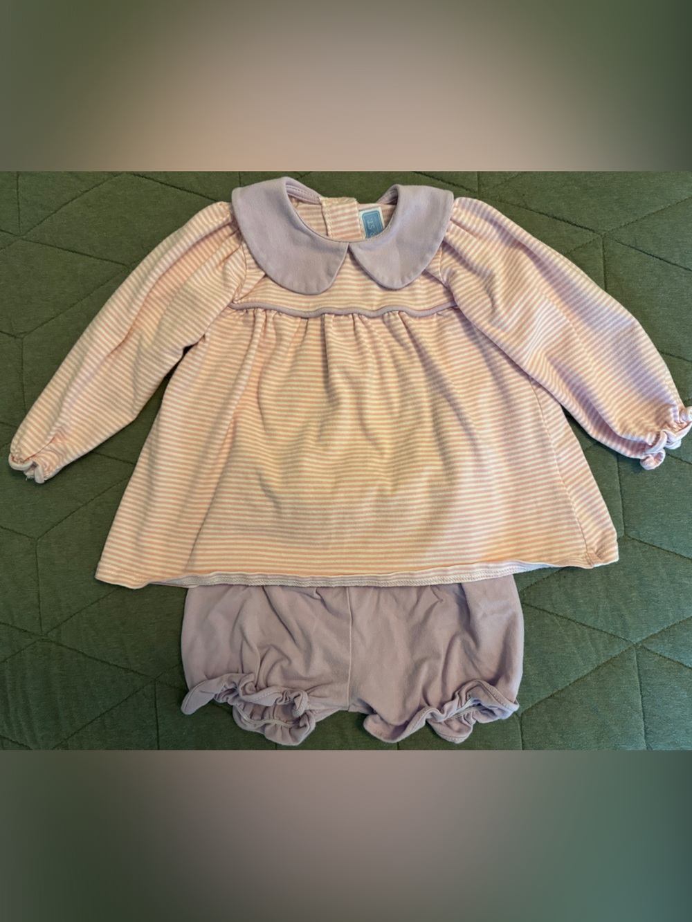 Trotter Street Kids Light Pink and White Striped Matching Set with Collar